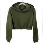 Naked Wardrobe NWOT Naked‎ Wardrobe Olive Green Cropped Hoodie Size LARGE Photo 2