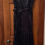 R & M Richards  Formal Gown Women’s 8 Dark Navy Blue Sequin Mother Of Bride Tie Photo 0