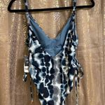 Bar III Blue Gray Tie Dye Shirred-Side One piece Swimsuit, S NWT Photo 1
