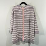 Soft Surroundings Veronica Grey Striped Pink Back Zip Tunic Plush Sweater Size M Photo 7