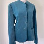 Leslie Fay Vintage ‘80s Personal () Teal Niedieck Velvet Collarless Blazer Photo 4