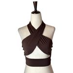 Tiger Mist  Brown Cross Tie Halter Neck Archie Top Size‎ XS Photo 2