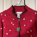 Coldwater Creek  Red Knit Ugly Holiday Sweater Cardigan Winter Activities Medium Photo 3