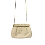 Finesse La Model Vintage Cream Evening Bag Gold Jewel Lock Snakeskin Texture Photo 5