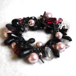 Source Unknown New Wave Baubles/Beads/Charms Black Metal 5 Inch Stretch Gothic Punk Bracelet Photo 0