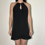 G by Guess  Little Black Halter Keyhole Mini Dress Gold Chain Size Medium Photo 2
