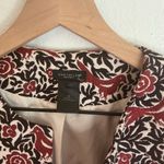 Ann Taylor  Off White Red Floral Bird Embroidered Tapestry Jacket Size M Cropped Photo 3