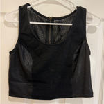 Jessica Simpson Jessica Simpson Crop Top Faux Leather Trim Sleeveless Tank Black S Photo 0
