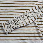 Free People  Hard Candy Cream & Brown Striped Crochet Long Sleeve Shirt XS Photo 9