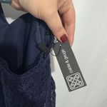 Cable & Gauge NWT  2X Top Blouse High Neck Lace Navy Blue Work Office Party Photo 6