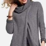 CAbi Style 3167 Fergie Split Stripe Turtleneck Sweater Womens Size S Black White Photo 0