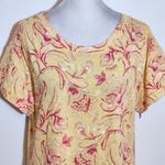 Talbots  Yellow and Pink Floral Short Sleeve Tee NWT Size Medium Floral T-Shirt Photo 2