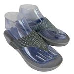 Vionic Naples Gray Leather Studded Platform Slip On Thong Sandals Size 6 Photo 0