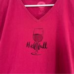 Life is Good Pink Short Sleeve V-Neck Blouse Half Full Wine Casual Large Photo 3