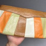 Hobo International Wallet Striped Zip Card Holder Clutch Tan Orange White Cute Photo 7