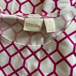Chico’s Pink White Geometric‎ Print Tank Top Women’s Small Sleeveless Blouse Photo 2