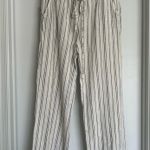 Blue Rain White Striped Linen Pants Photo 0