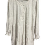 J.Jill Shirt Womens Size L Heathered Cream Tiered Henley Shirred Cuff Tan Size L Photo 0