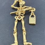 Danecraft Skeleton Pin Brooch Brushed Gold Dangle Halloween Moving Dancing Photo 4