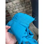 Leslie Fay shirt dress teal green blue scalloped collar belt short sleeve shoulder pads Photo 11