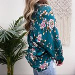 Vacate the Label Floral Dolman Collared Top Green Photo 5