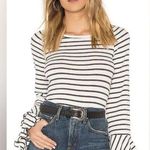 Free People We The Free / Good Find Striped Bell Sleeve Lettuce Hem Blouse Photo 8