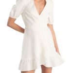 & Other Stories & Other Stories Linen Puff Short Sleeve Tie Waist Wrap Mini Dress White Size 8 Photo 0
