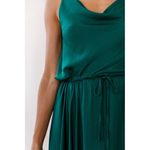 Selfie Leslie Forest Green Ava Cowl Neck Satin Drawstring Midi Dress Size XS Photo 3