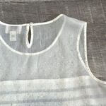 Loft Sleeveless Sheer Tiered Blouse Women M White Metallic Gold Flecked Tank Top Photo 5