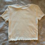 American Eagle Cream Ribbed Crop T-Shirt Photo 2