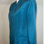 100% Silk Teal Blue Trench Blazer Shacket Women’s 10 Green Photo 9