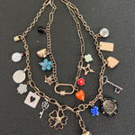 Free People 🍀Gold Charm Necklace with Multicolor Accents Photo 0