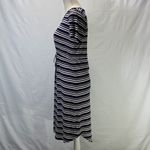 Olive & Oak Navy Blue and Cream Striped High Waisted Jersey Dress Size M… Photo 3