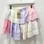 Love Shack Fancy Heritage Tie Dye Ruffle Eyelet Tiered Mini Skirt Rainbow Womens L Photo 2