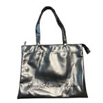 Signature Club A Metallic Tote Bag Women's Rome Florence Milan Script Detail Gray Photo 1