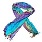 Colorful rainbow pastel paisley scarf wrap Blue Photo 1