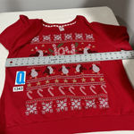 Holiday Time Womans Sweatshirt Xl (16-18) Red Christmas Theme Pullover Photo 4