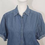 EXPRESS Denim Snap-Up Crop Top Tie Front Size XS Western Jean Shirt Photo 1