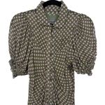 Anthropologie Floral Puffed Sleeve Ruched Midi Shirt Dress Moss Green Size 2 Photo 6