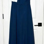 Azazie  Melody Dark Navy Chiffon High‎ Neck Keyhole Maxi Dress Size A6 Bridesmaid Photo 0