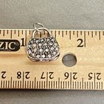 Sterling Silver And Clear Cz Purse Handbag Charm Pendant Open And Close Photo 4