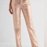 EXPRESS  Ladies Rose Gold High Waisted Metallic Coated Modern Straight Jeans NWT Photo 0