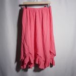 Coral Pink Gauze Cotton Midi Maxi Skirt Handkerchief Hem Asymmetric Fairy Boho S Photo 1