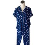 Kate Spade NWT  Short Sleeve Notch Collar Cropped Pajama Set Navy Pink Large Photo 1