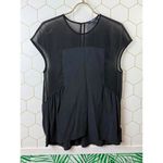 Madewell  Black Sheer Overlay Peplum Top with Cap Sleeves - Size - Small Photo 4