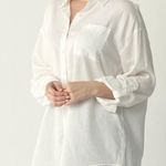 Risen  Los Angeles White Linen Blend Relaxed Fit Blouse Photo 0