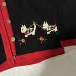 Vintage Bechamel Black Cardigan Holiday Sweater Womens M Scottie Dog Embroidered Size M Photo 3