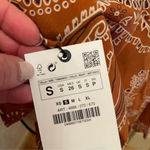 ZARA  brown white bandana tank sleeveless blouse open back Sz S Photo 8