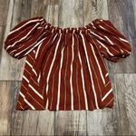 Anthropologie  Elodie Terracotta & White Stripe Off the Shoulder Top Photo 1