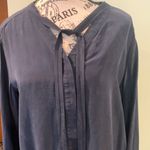 Antonio Melani Long Sleeve Black Silk Blouse Top Tie V-Neck Women's Medium Photo 3